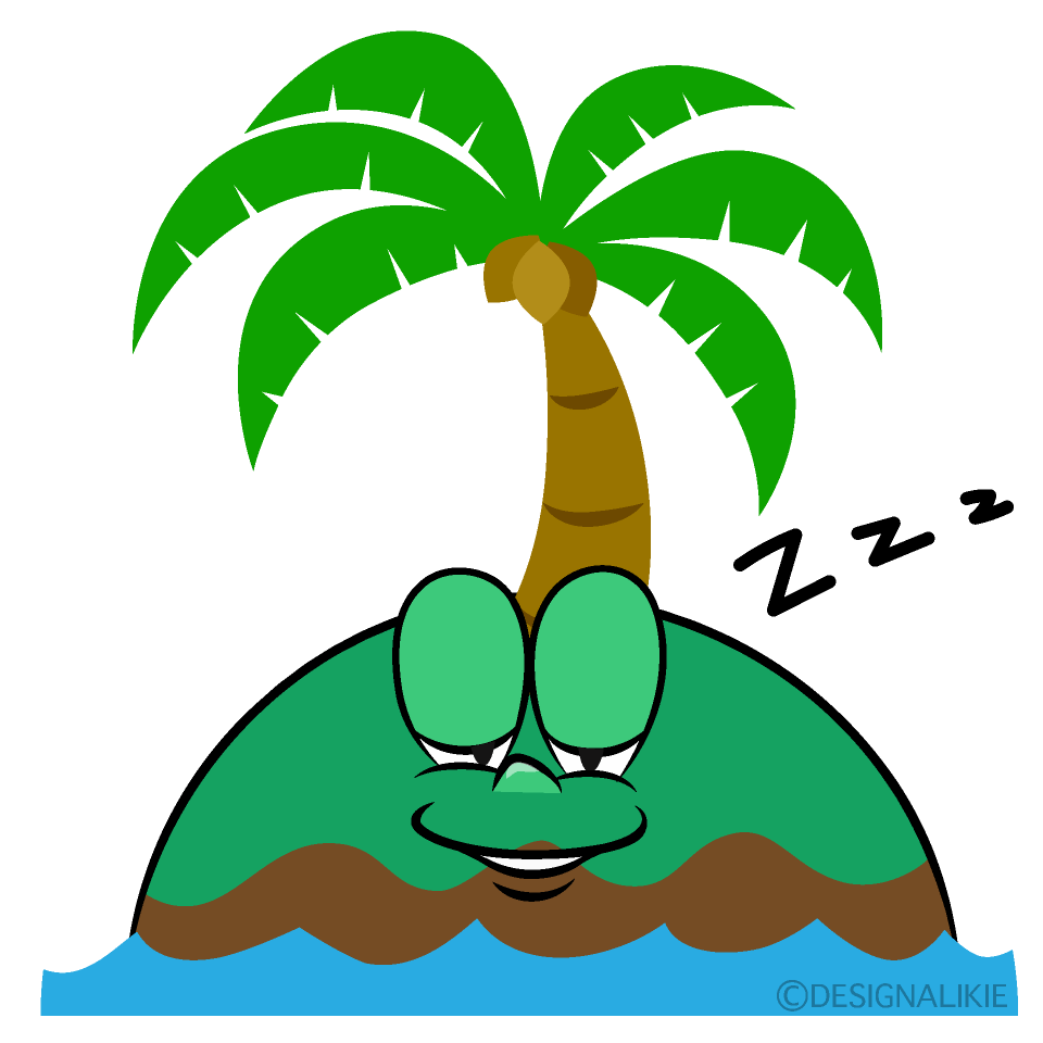 Sleeping Palm Island Cartoon Character Image