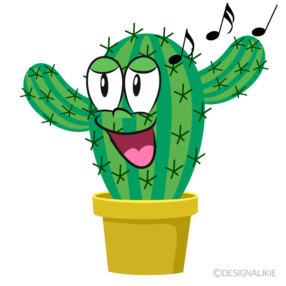Singing Foliage Cactus Cartoon Character Image