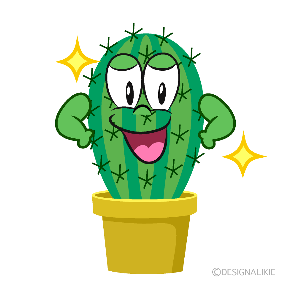 Glitter Foliage Cactus Cartoon Character Image