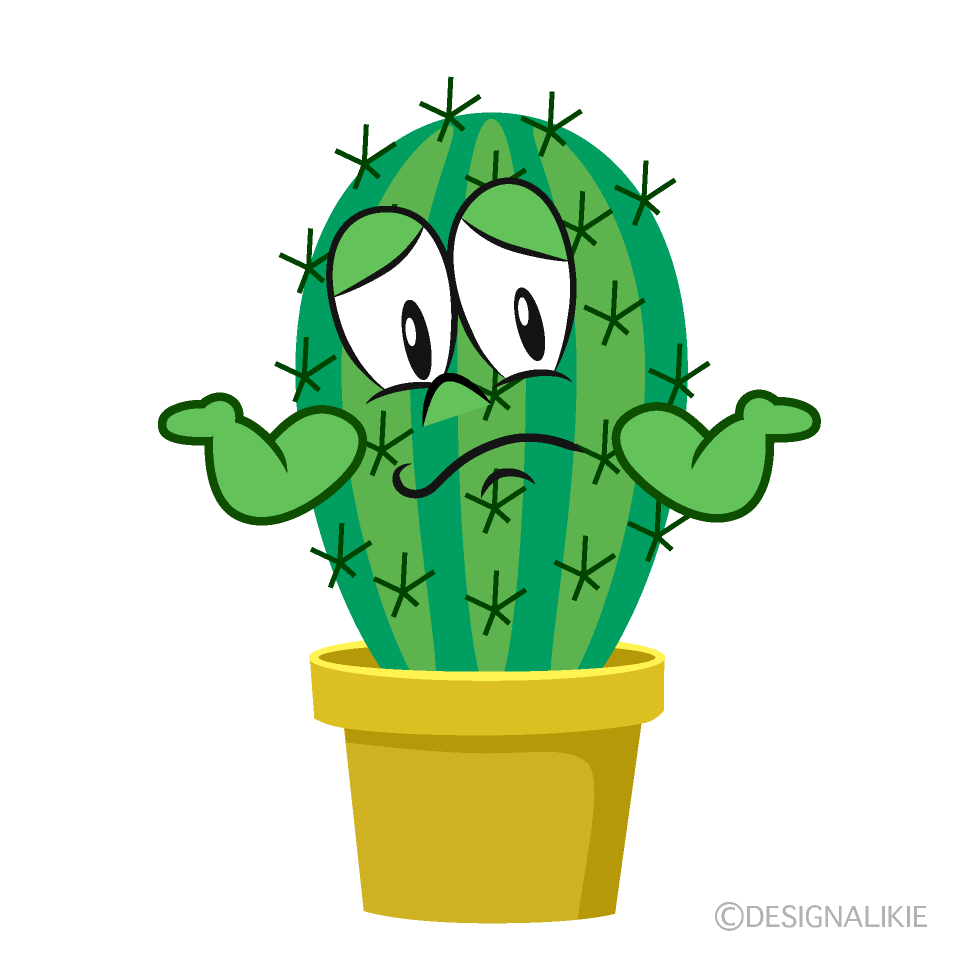 Troubled Foliage Cactus Cartoon Character Image