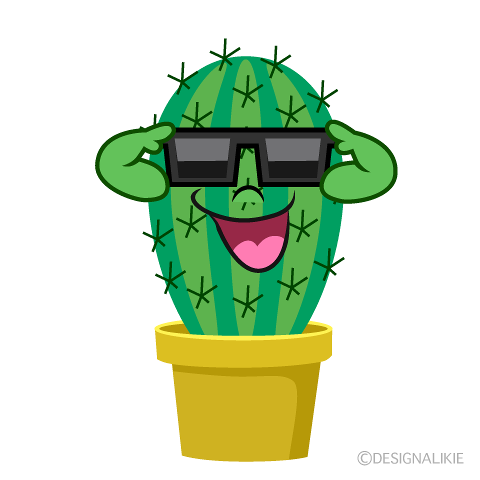 Cool Foliage Cactus Cartoon Character Image