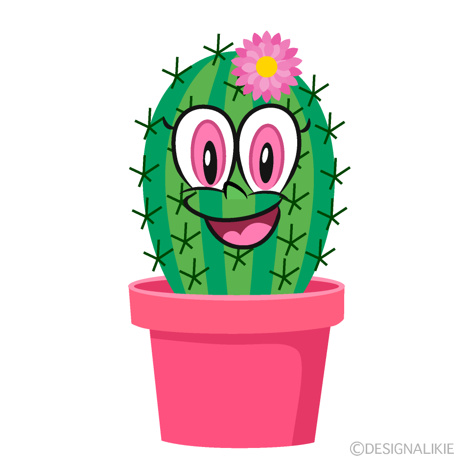 Smiling Girl Cactus Cartoon Character Image