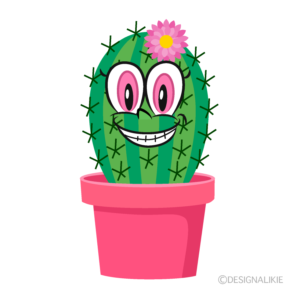 Grinning Girl Cactus Cartoon Character Image