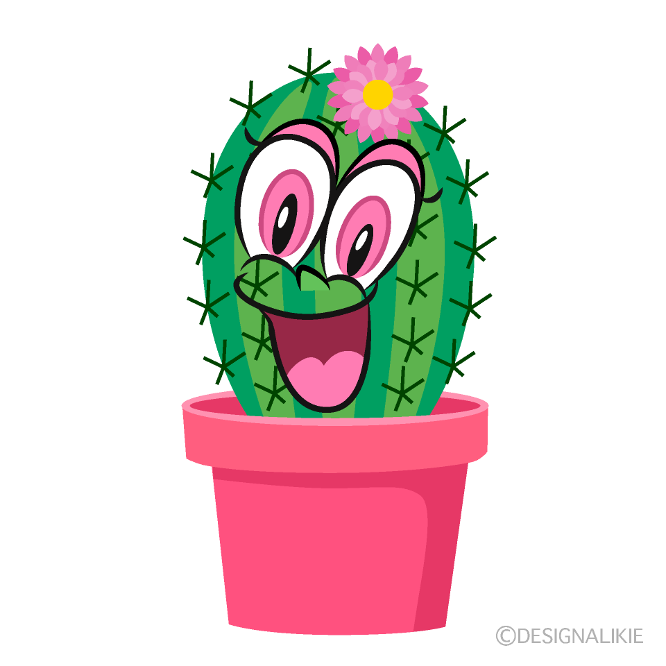 Surprising Girl Cactus Cartoon Character Image