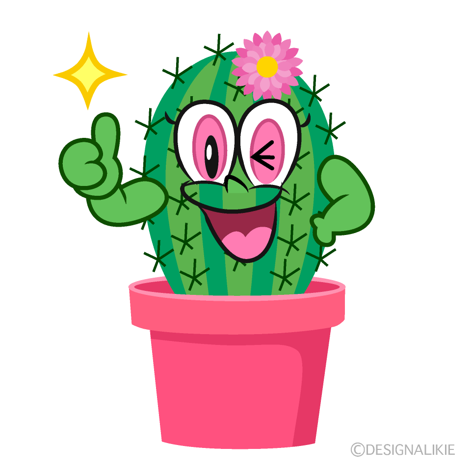 Thumbs up Girl Cactus Cartoon Character Image