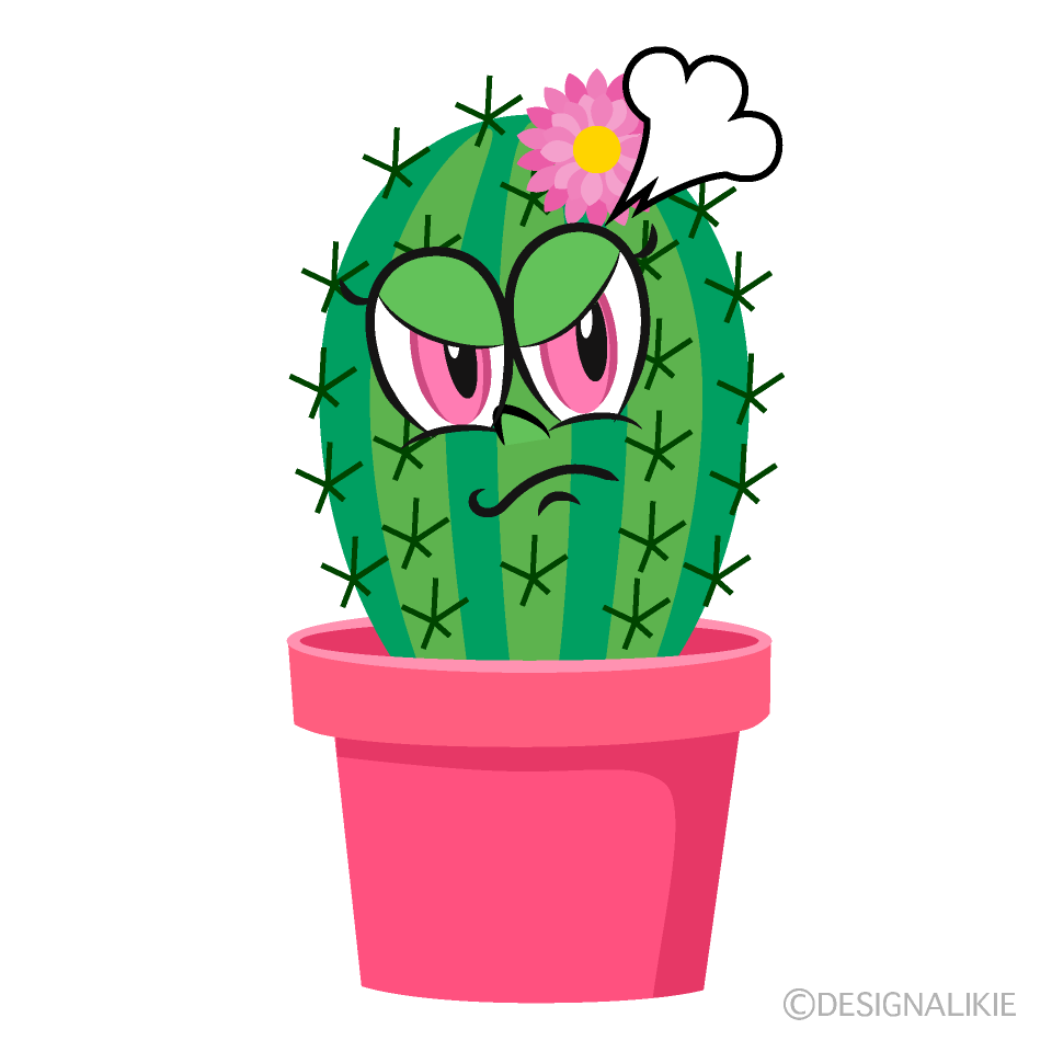 Angry Girl Cactus Cartoon Character Image