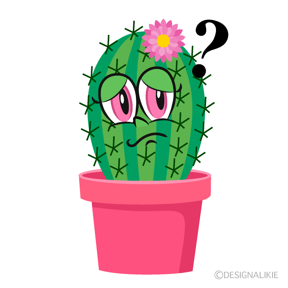 Thinking Girl Cactus Cartoon Character Image