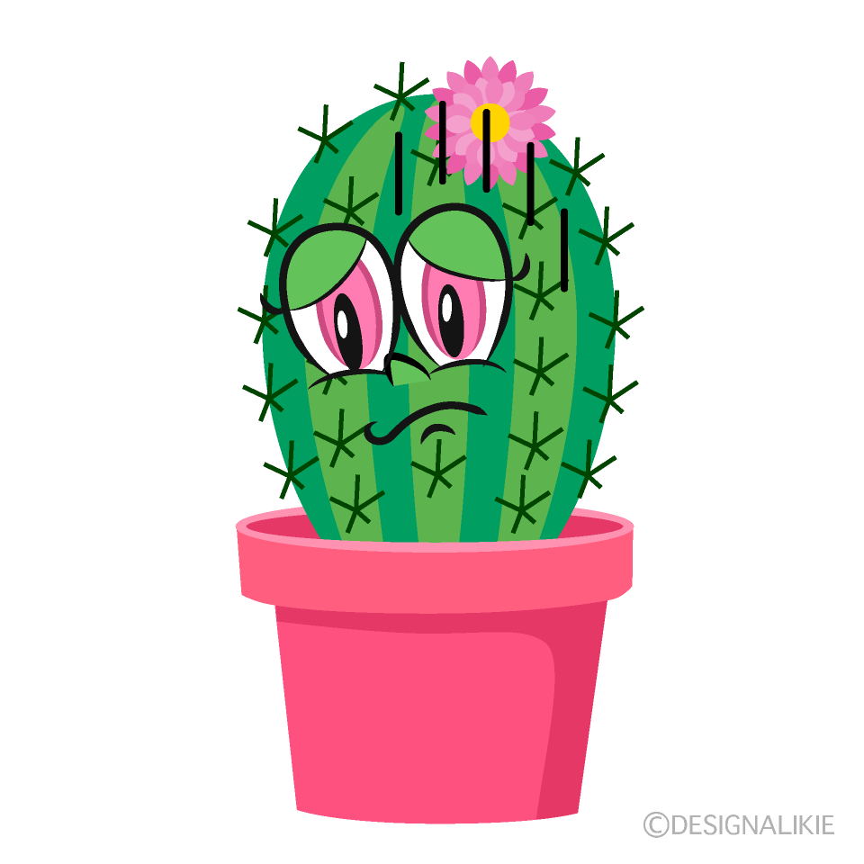 Depressed Girl Cactus Cartoon Character Image