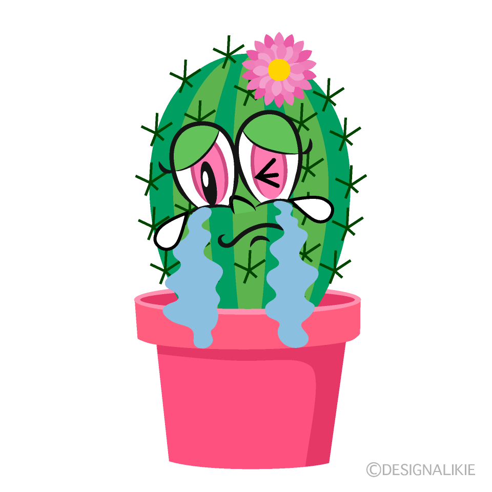 Crying Girl Cactus Cartoon Character Image