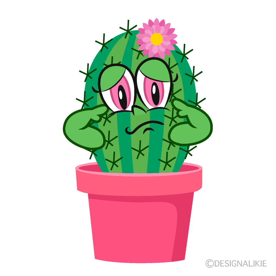 Sad Girl Cactus Cartoon Character Image