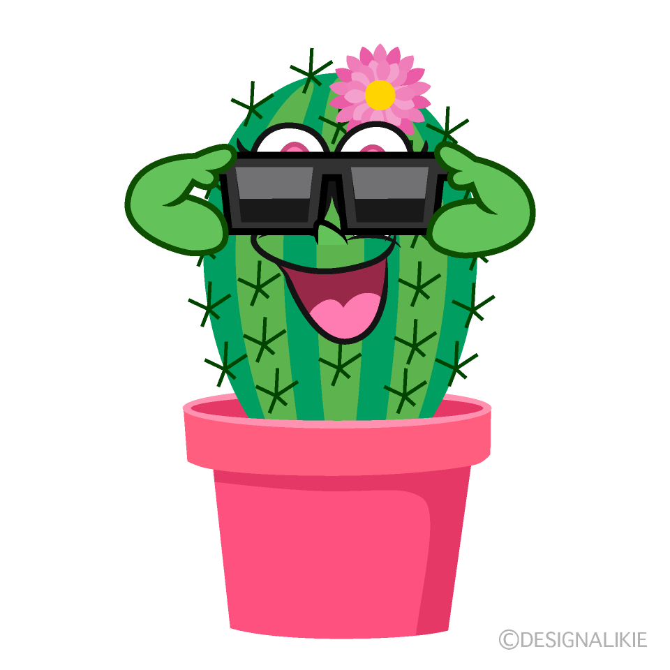 Cool Girl Cactus Cartoon Character Image
