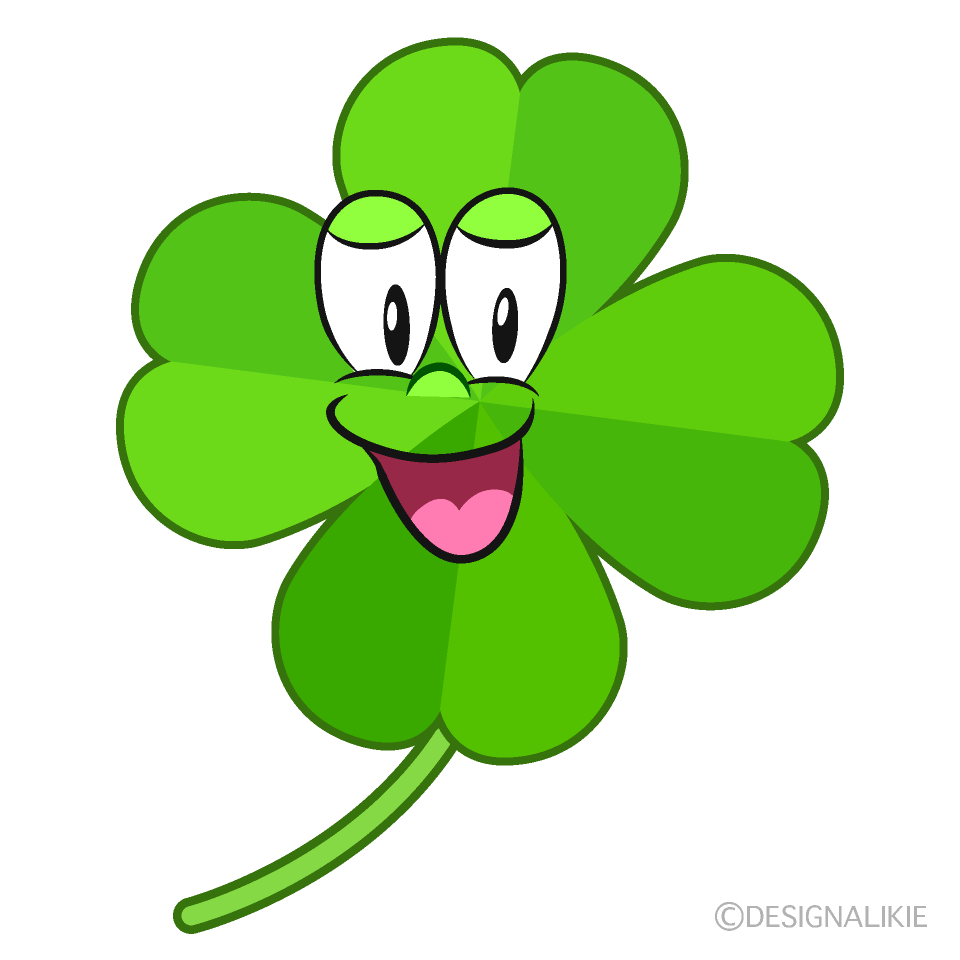 Smiling Four Leaf Clover Cartoon Character Image