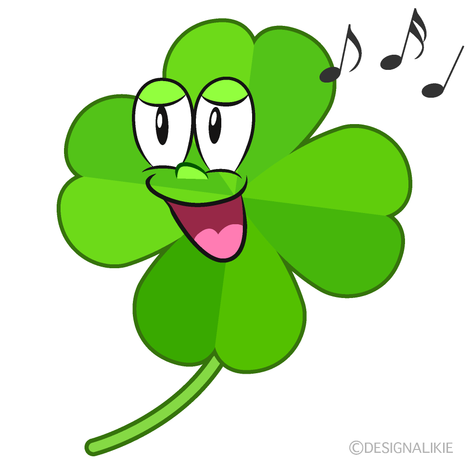 Singing Four Leaf Clover Cartoon Character Image