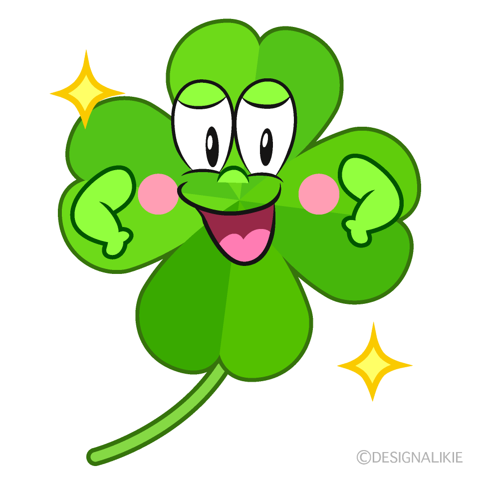 Glitter Four Leaf Clover Cartoon Character Image