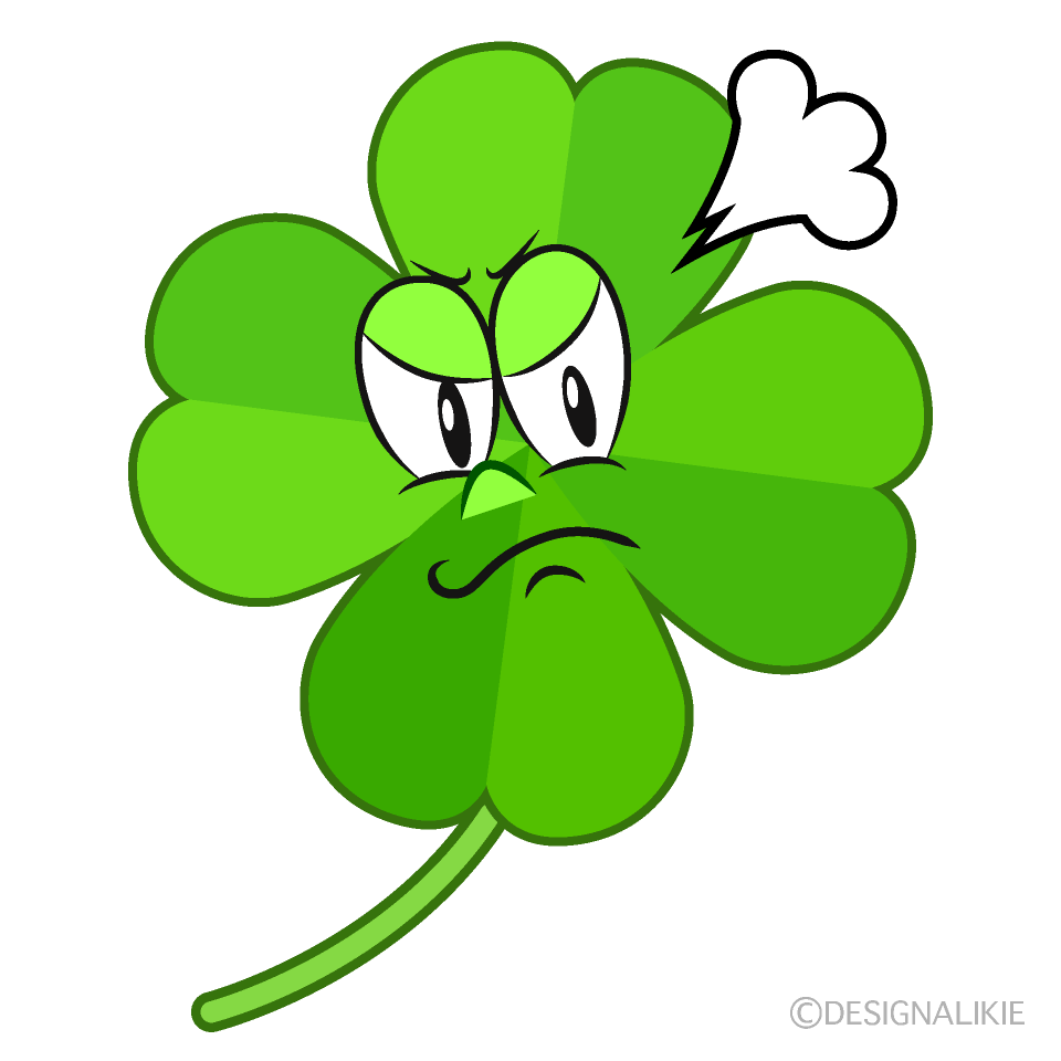 Angry Four Leaf Clover Cartoon Character Image