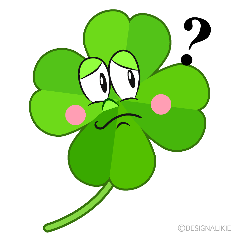 Thinking Four Leaf Clover Cartoon Character Image