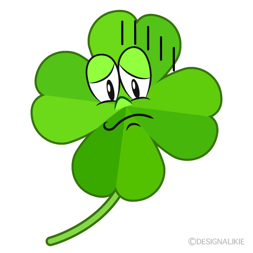 Depressed Four Leaf Clover Cartoon Character Image