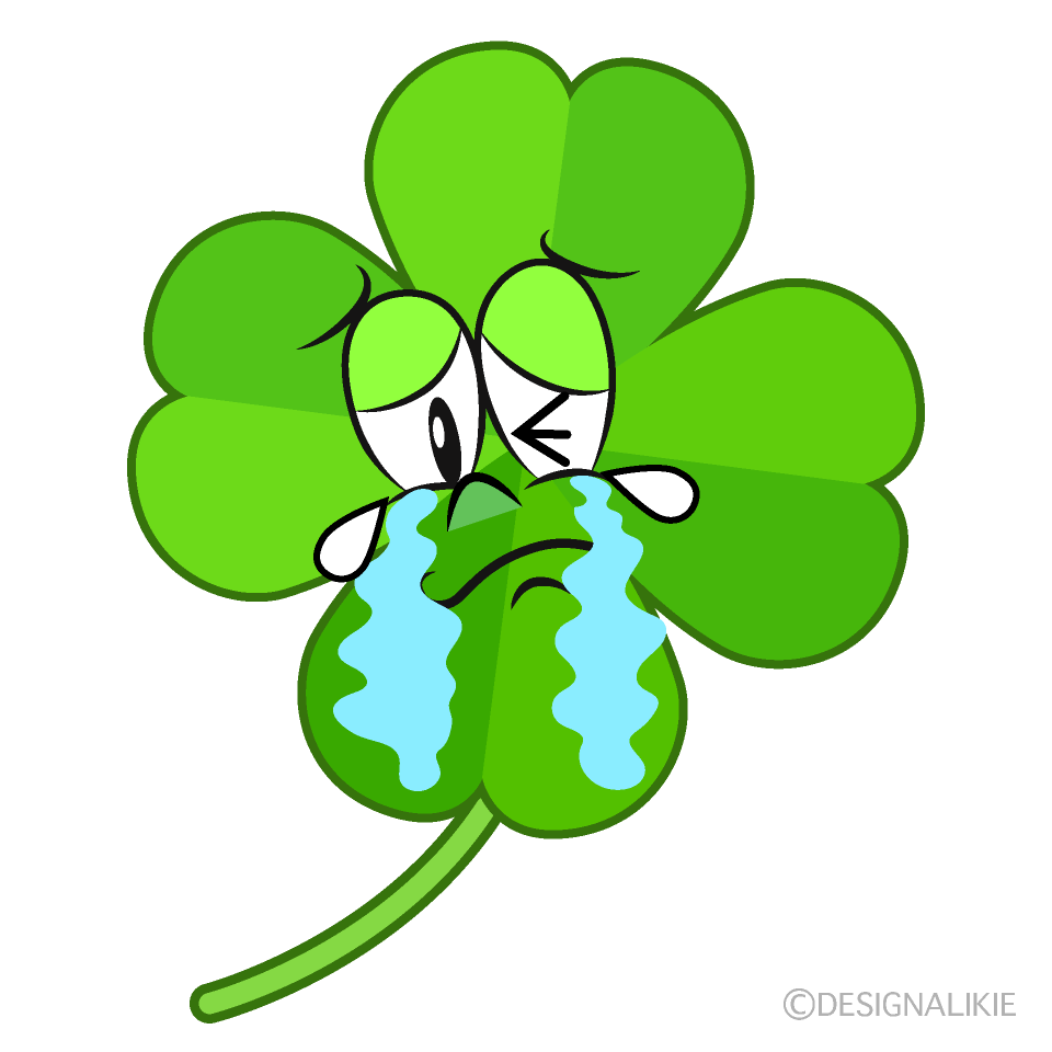 Crying Four Leaf Clover Cartoon Character Image