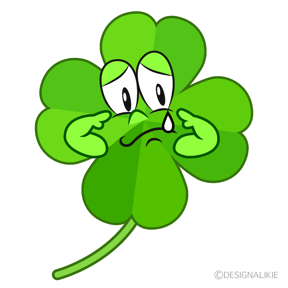 Sad Four Leaf Clover Cartoon Character Image