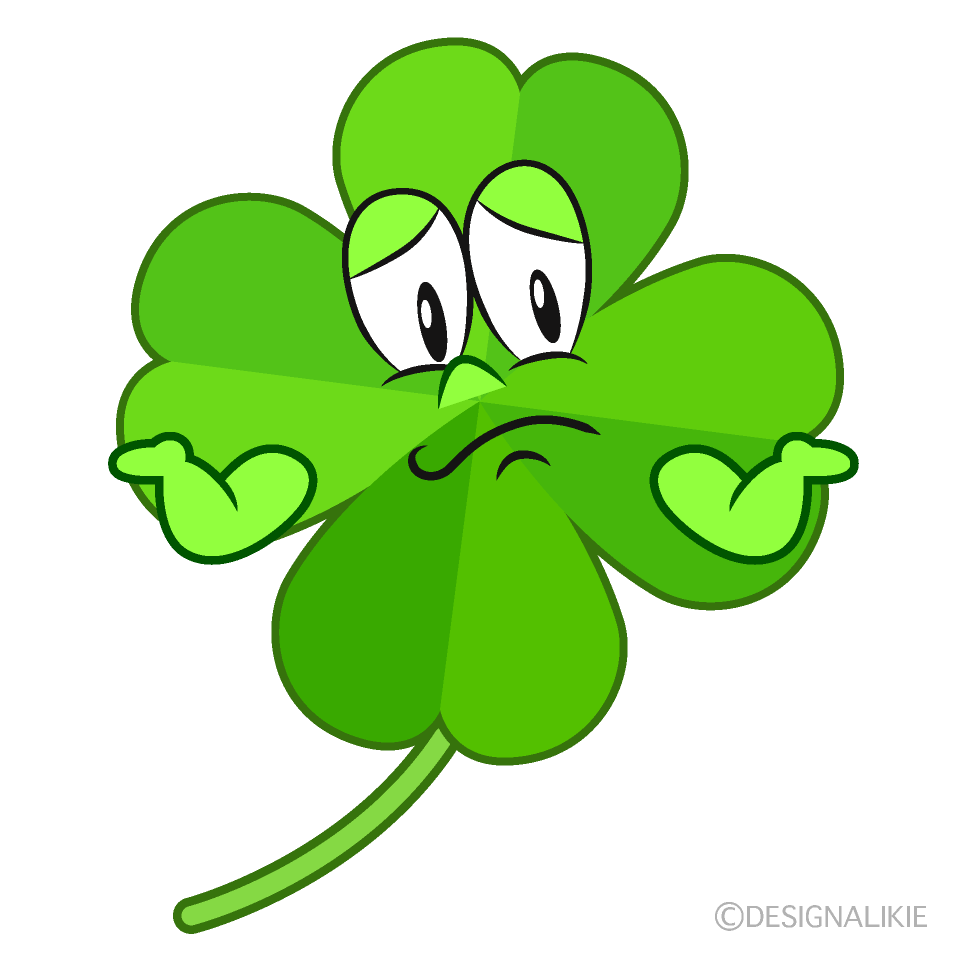Troubled Four Leaf Clover Cartoon Character Image