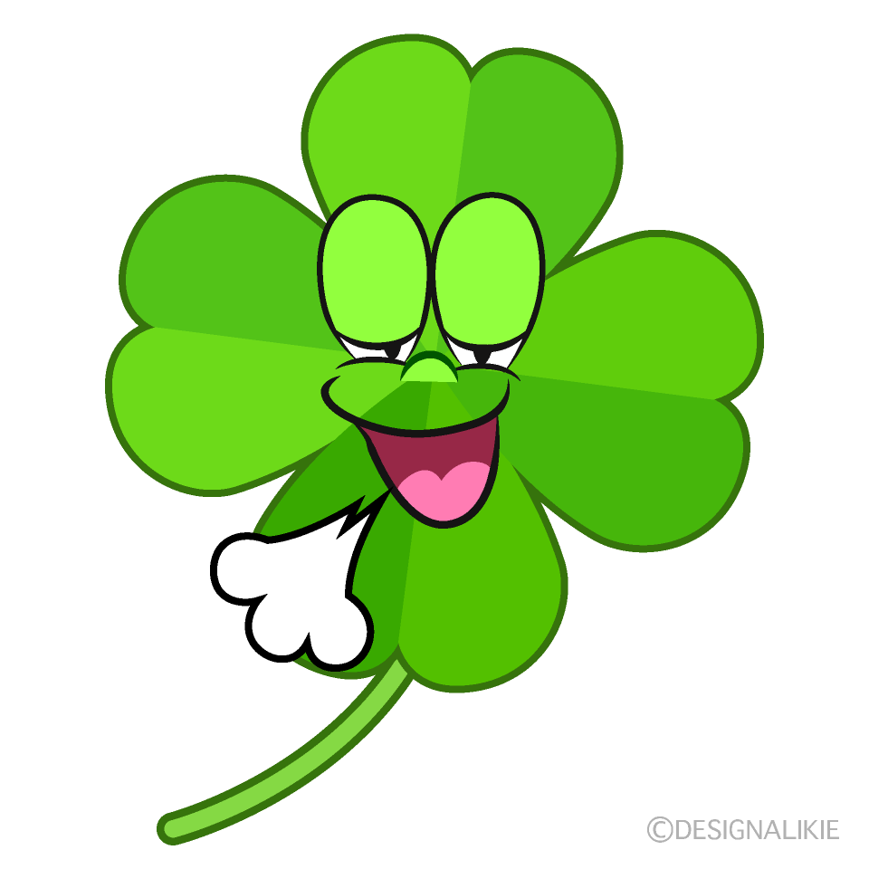 Relaxing Four Leaf Clover Cartoon Character Image