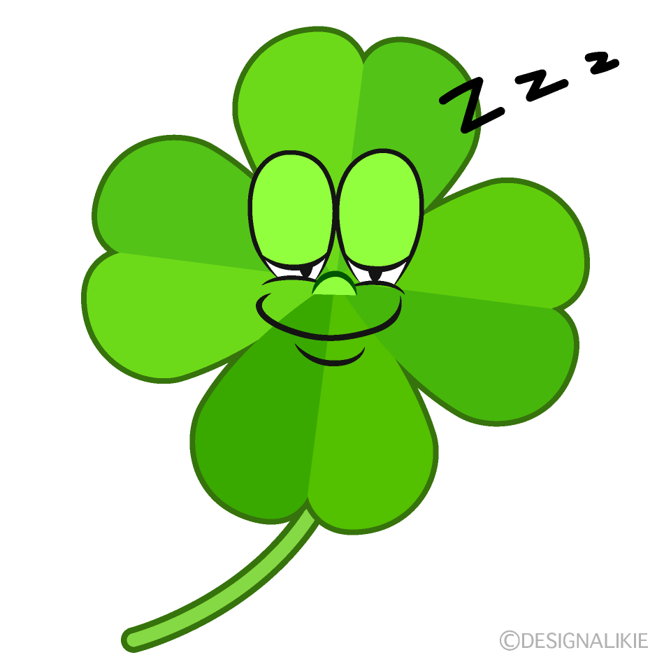 Sleeping Four Leaf Clover Cartoon Character Image