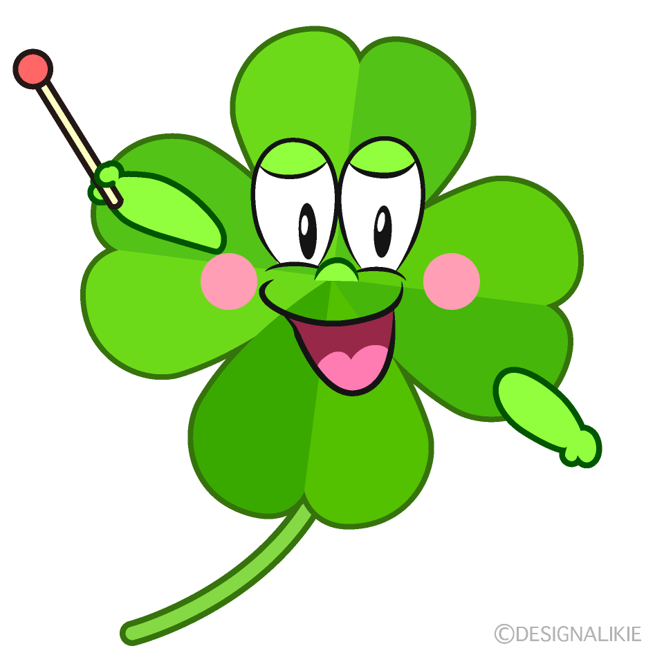 Speaking Four Leaf Clover Cartoon Character Image