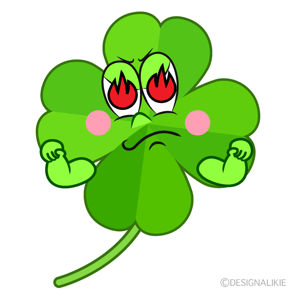 Enthusiasm Four Leaf Clover Cartoon Character Image