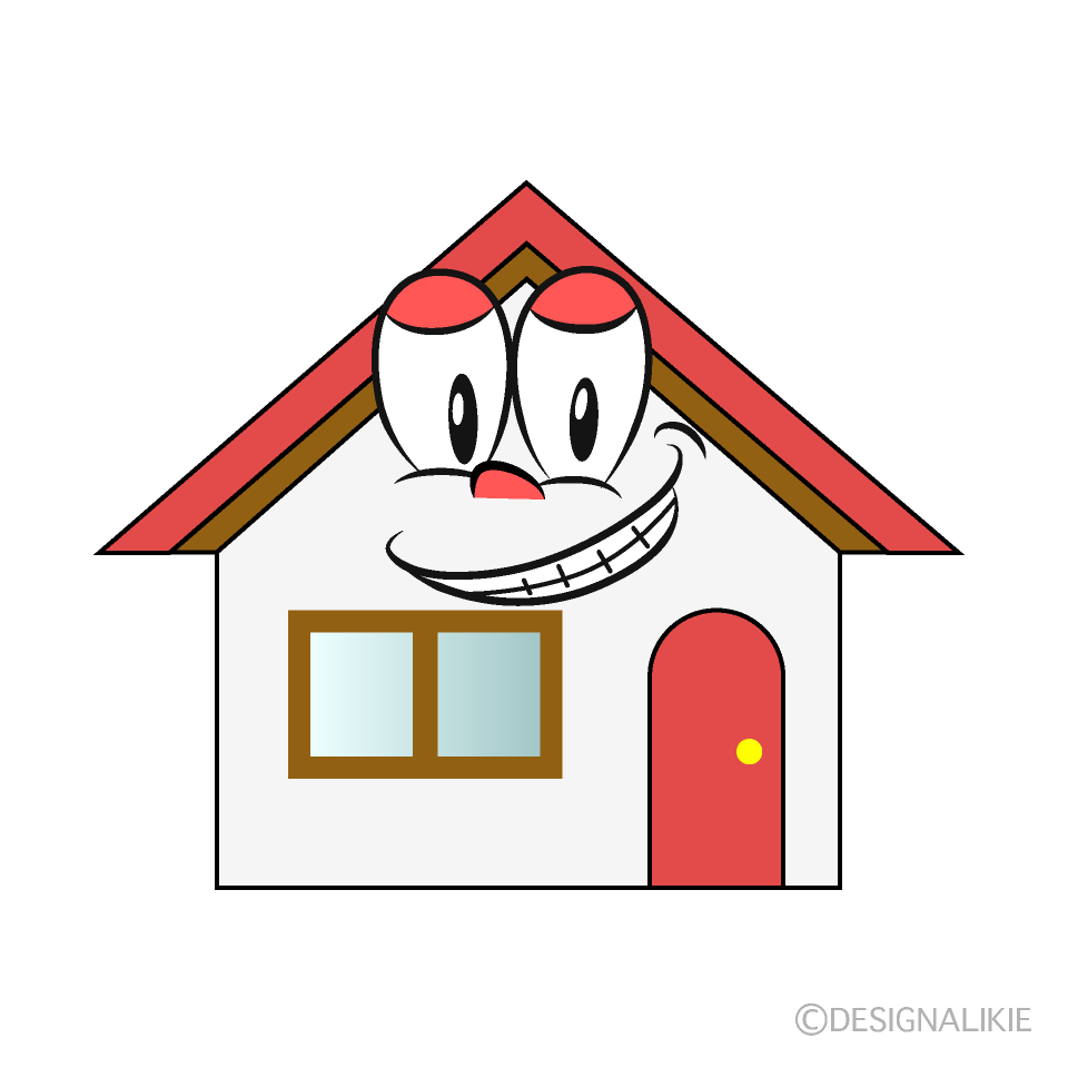 Grinning Home Cartoon Character Image