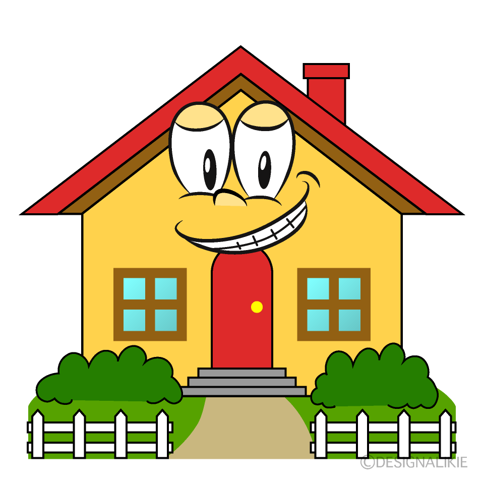 Grinning House Cartoon Character Image