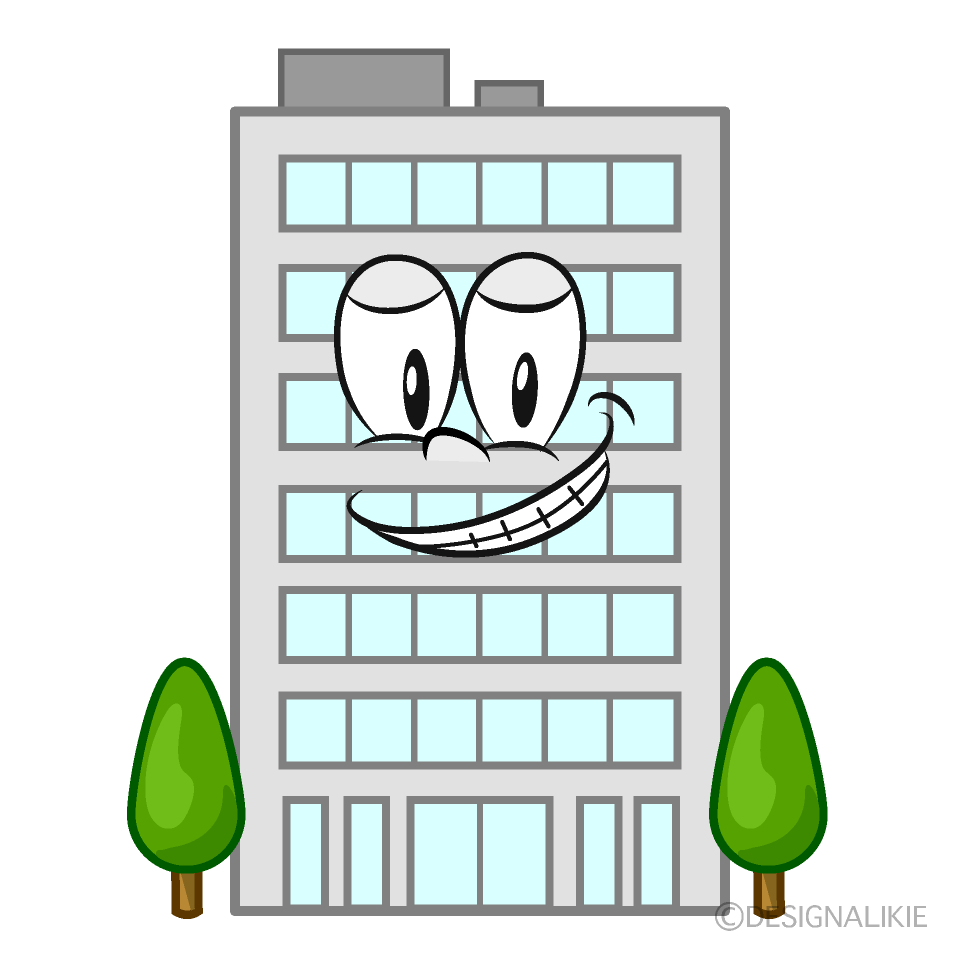 Grinning Building Cartoon Character Image