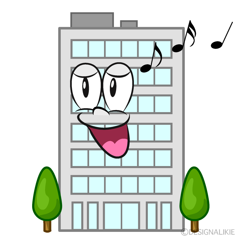 Singing Building Cartoon Character Image