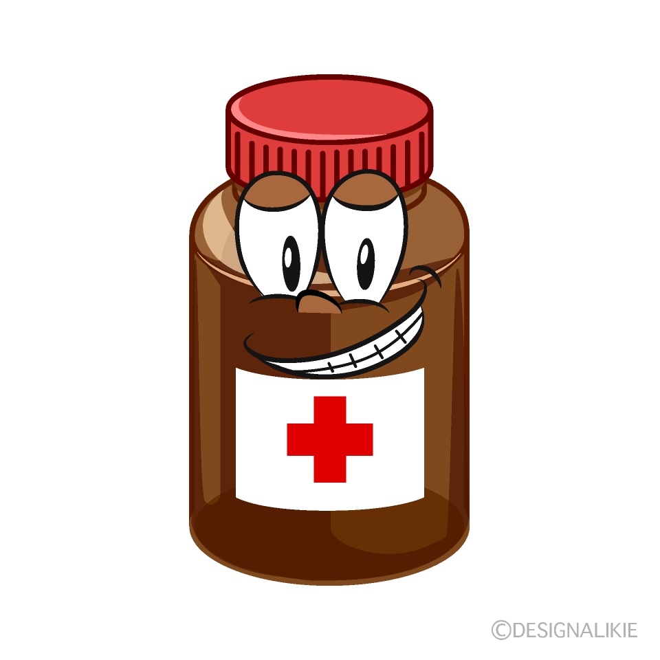 Grinning Medicine Bottle Cartoon Character Image