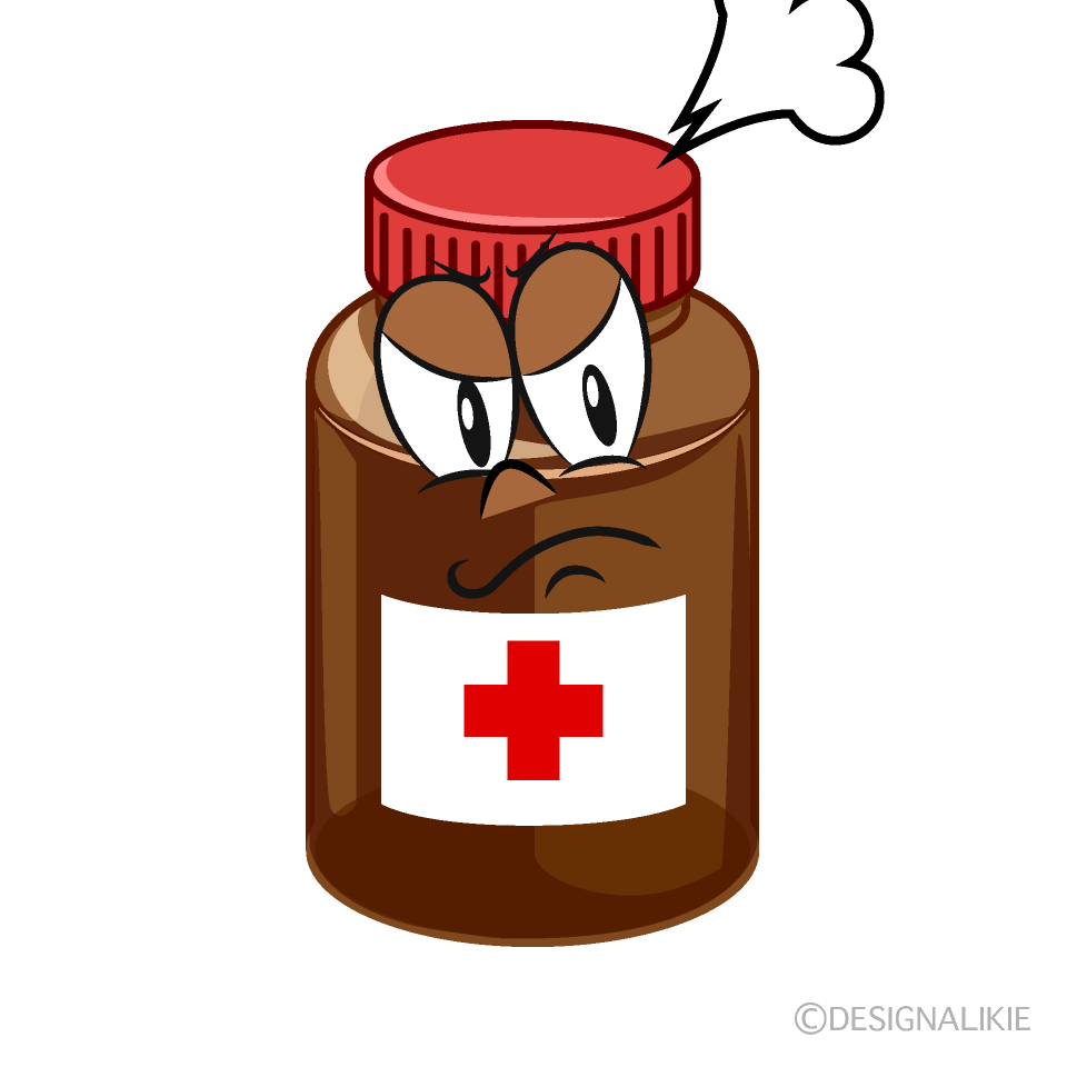 Angry Medicine Bottle Cartoon Character Image