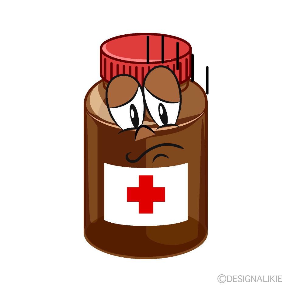 Depressed Medicine Bottle Cartoon Character Image