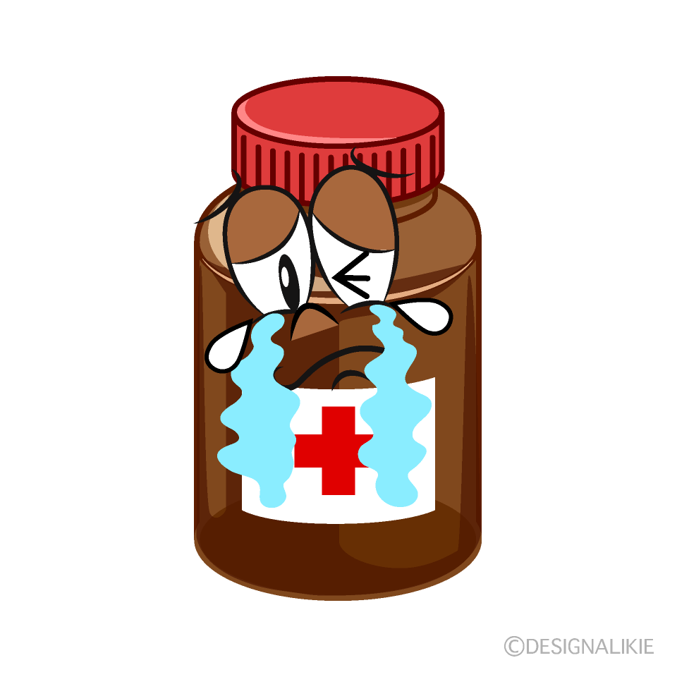 Crying Medicine Bottle Cartoon Character Image