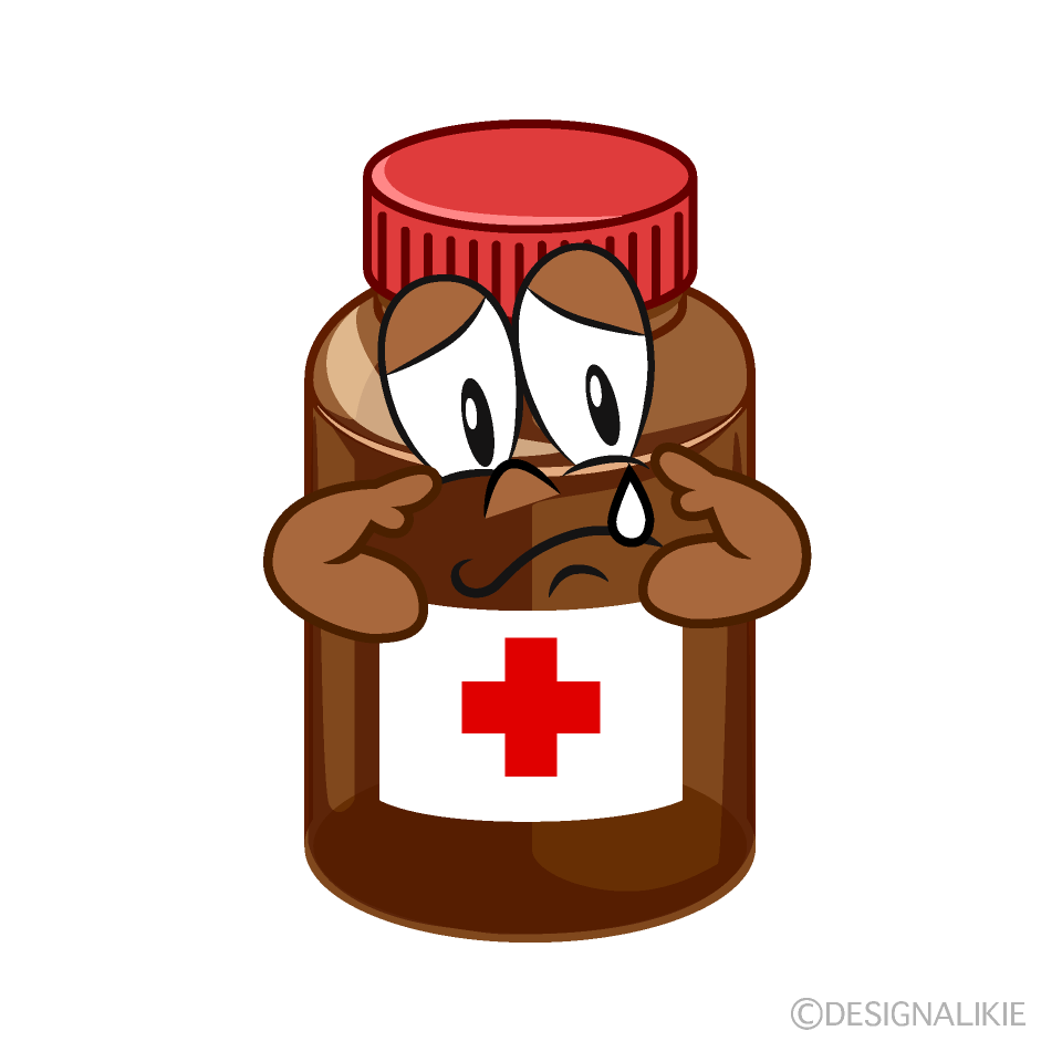 Sad Medicine Bottle Cartoon Character Image