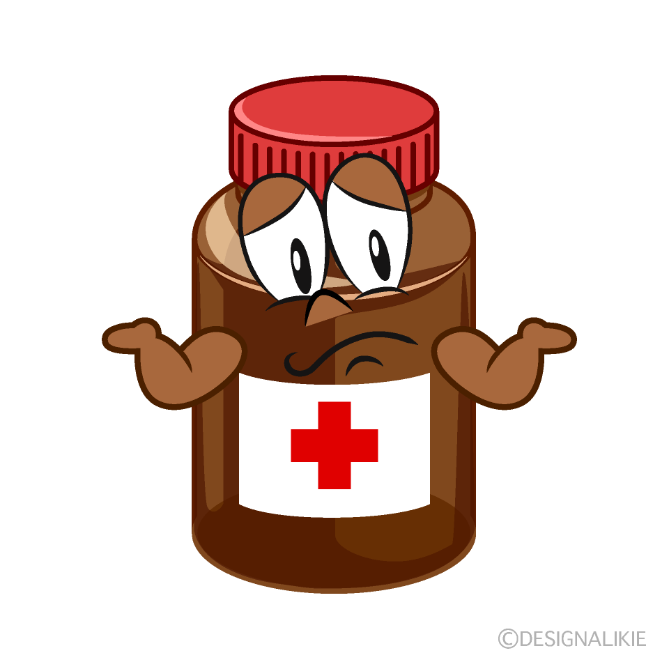 Troubled Medicine Bottle Cartoon Character Image