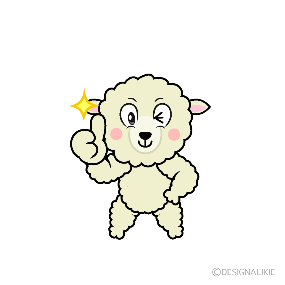 Thumbs Up Sheep Cartoon Character Image