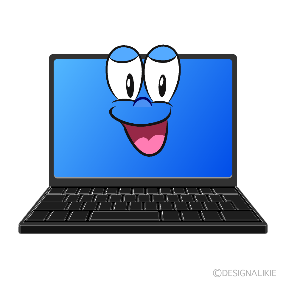 Smiling Laptop Cartoon Character Image