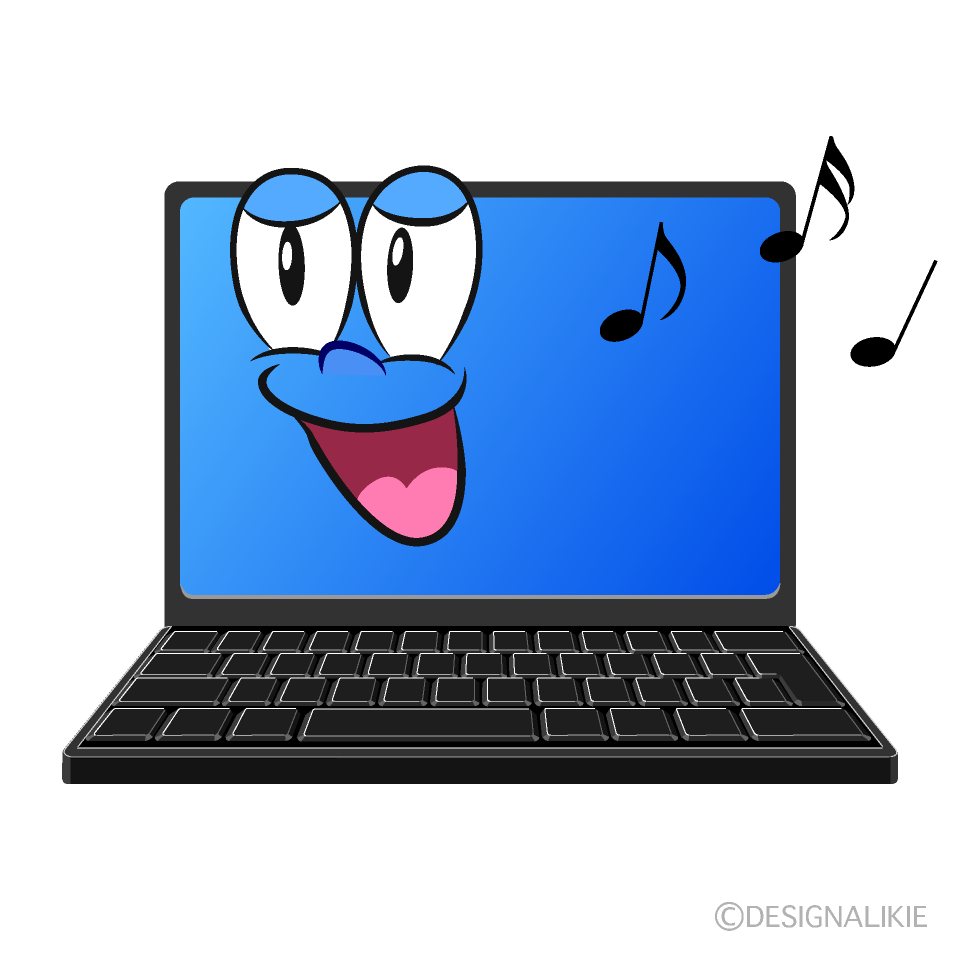Singing Laptop Cartoon Character Image