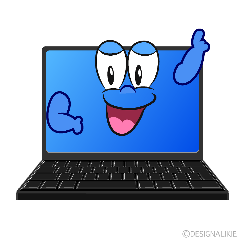 Posing Laptop Cartoon Character Image