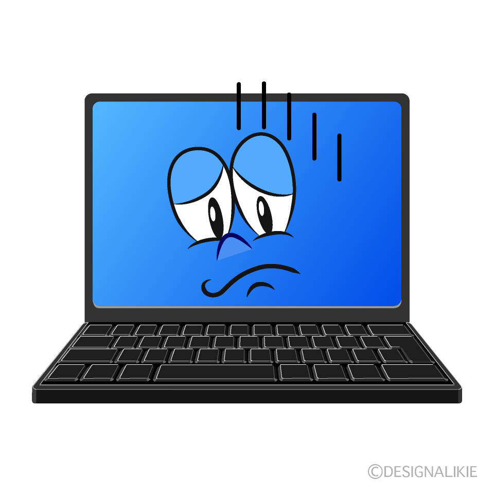Depressed Laptop Cartoon Character Image