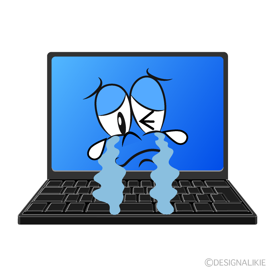 Crying Laptop Cartoon Character Image