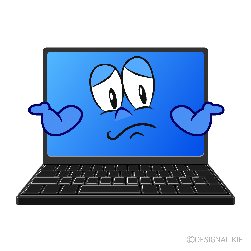 Troubled Laptop Cartoon Character Image