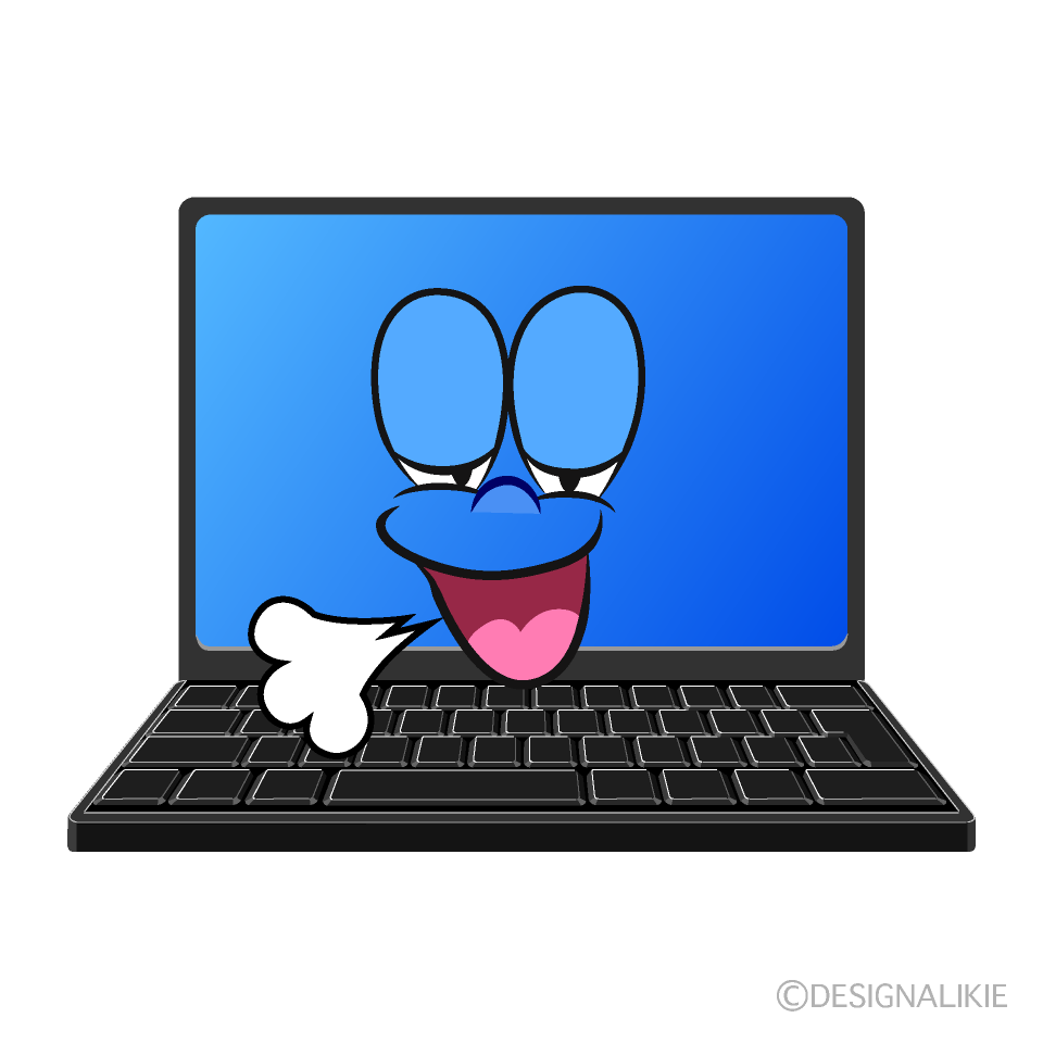 Relaxing Laptop Cartoon Character Image