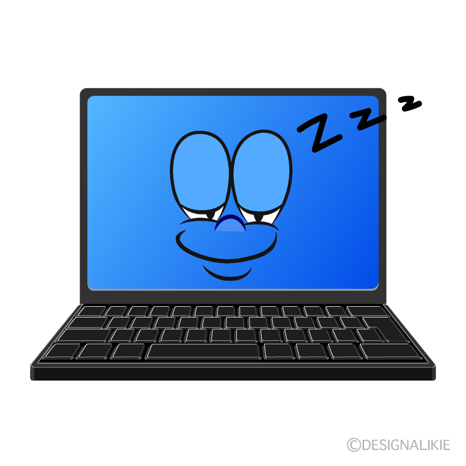 Sleeping Laptop Cartoon Character Image
