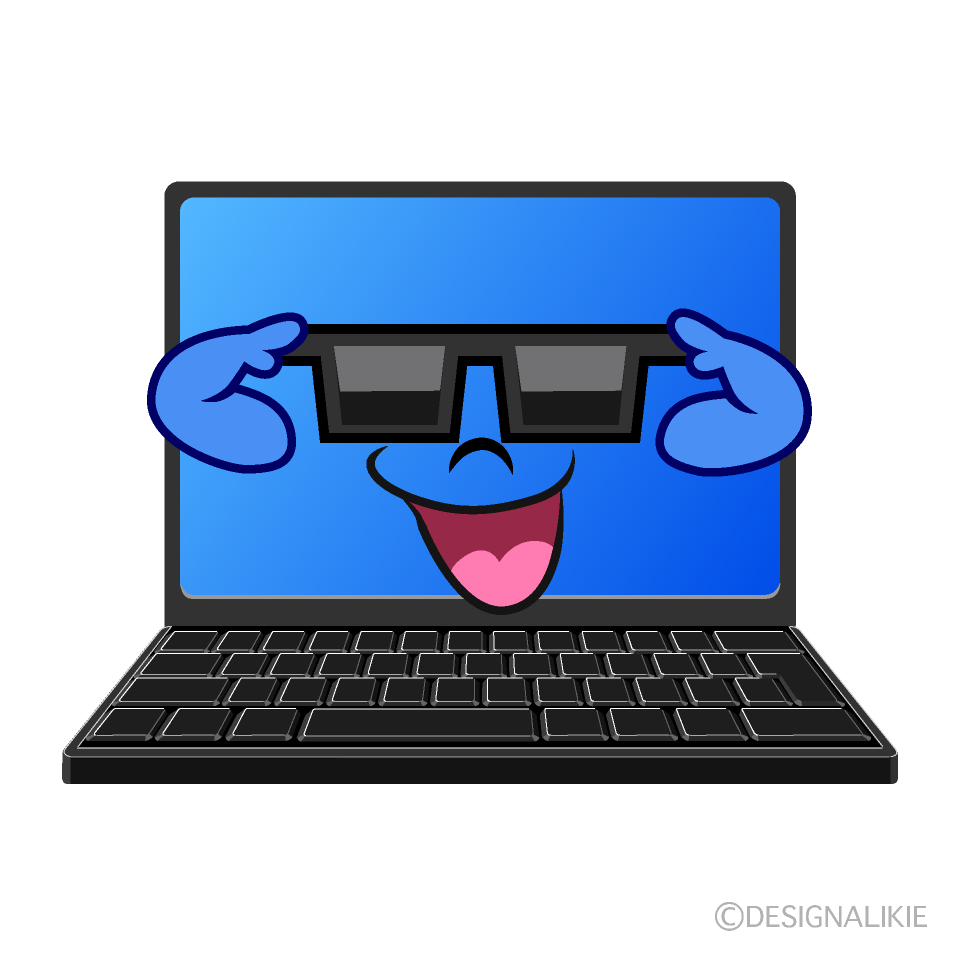 Cool Laptop Cartoon Character Image