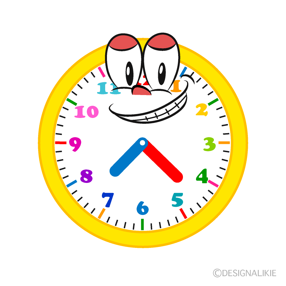 Grinning Clock Cartoon Character Image