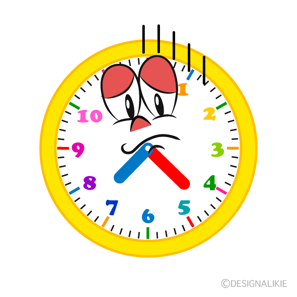 Depressed Clock Cartoon Character Image